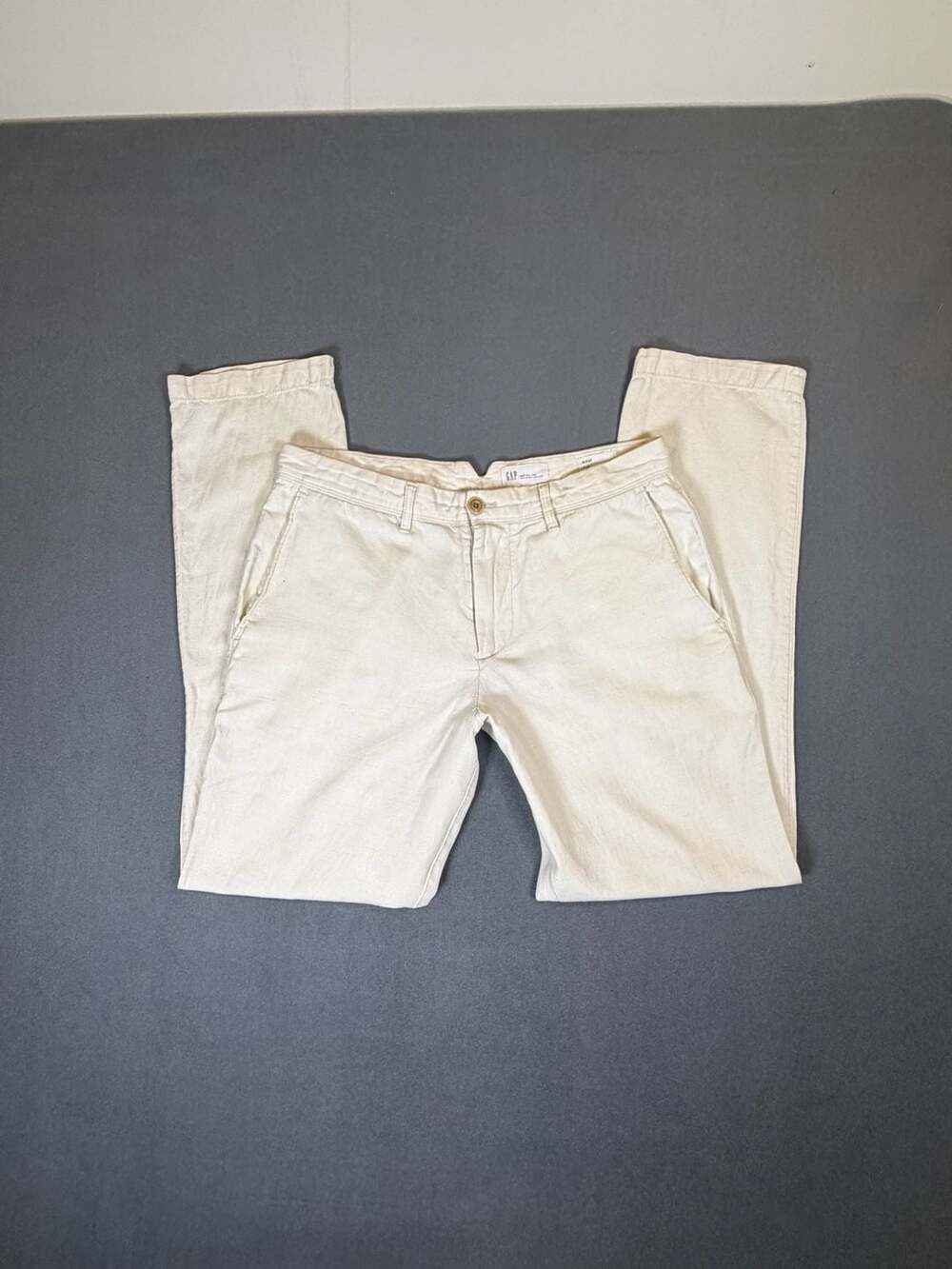 Gap Slim Pants 31x32 Cream Linen Blend Casual Trousers
